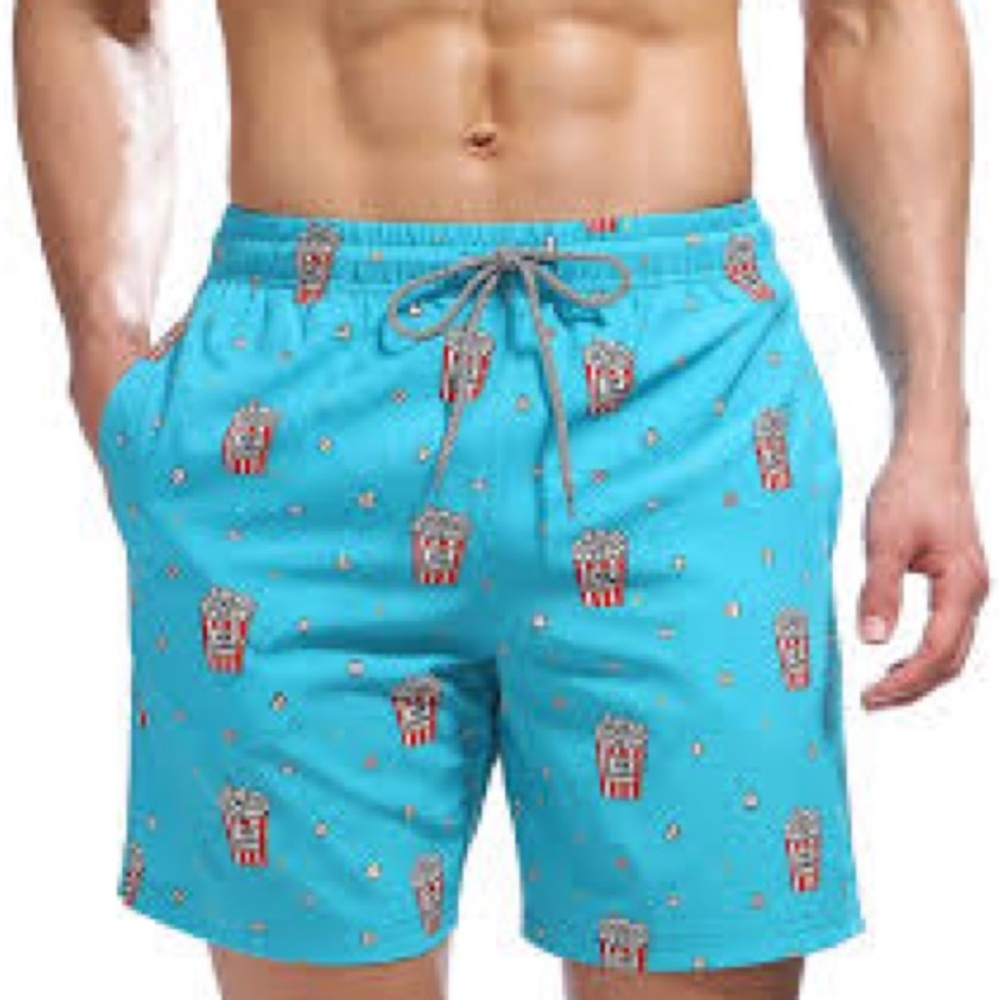 BIWISY Swim Trunks Popcorn Quick Dry Beach Shorts Mesh Lining NEW Size XL